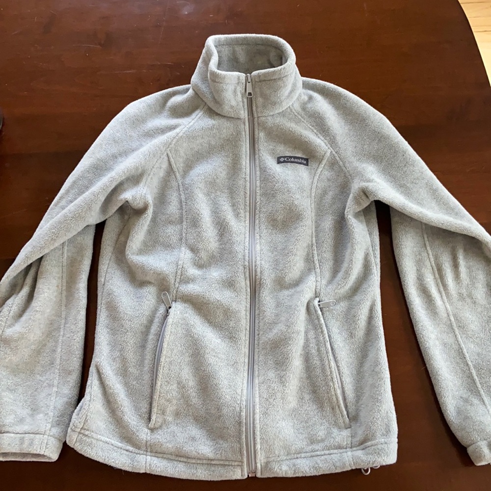 Gray Columbia Zip-up with synch at bottom